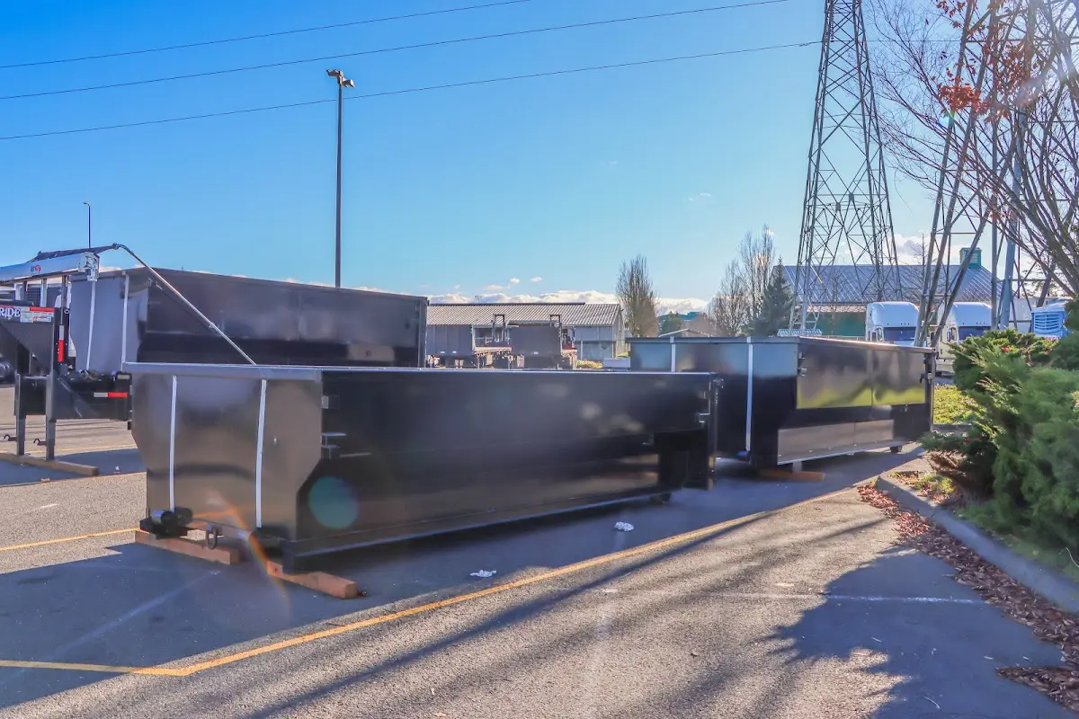 Roll-off dumpster ready for waste disposal at job site for 40 Yard Dumpster Rental in Clovis